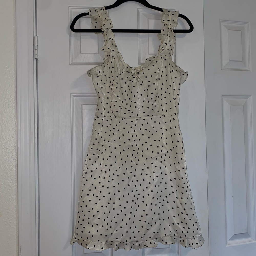 Wild Honey White and Black Polka Dot Dress | S